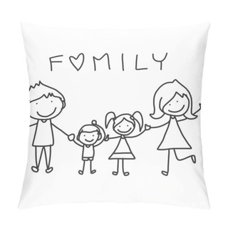 Personality  Hand Drawing Cartoon Happy Family Pillow Covers