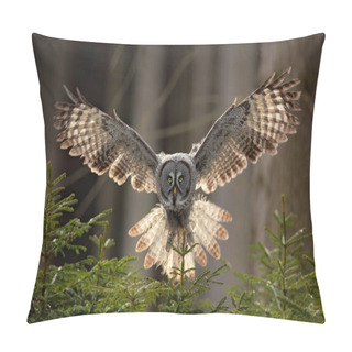 Personality  Grey Owl Bird In Fly Pillow Covers