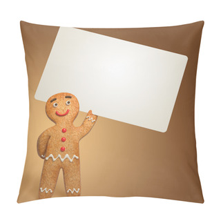Personality  Gingerbread Man Holding White Card Pillow Covers