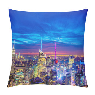 Personality  Famous Skyscrapers Of New York At Night Pillow Covers