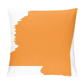 Personality  Orange Map Of US Federal State Of Mississippi (Magnolia State) Pillow Covers