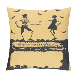 Personality  Dancing Skeleton On Yellow Background Pillow Covers