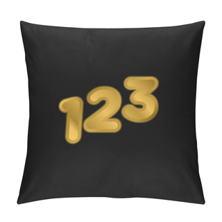 Personality  123 Numbers Gold Plated Metalic Icon Or Logo Vector Pillow Covers