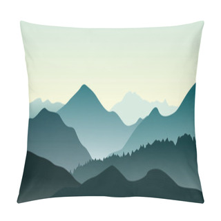 Personality  Mountain Landscape In The Summer Morning. Pillow Covers