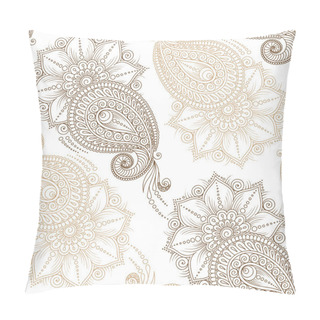 Personality  Henna Mehendy Doodles Seamless Pattern On A White Background Pillow Covers