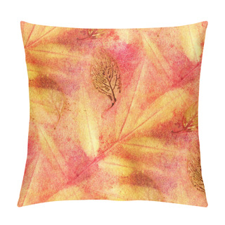 Personality  Seamless Botanical Print With Leaf Prints On Natural Silk. Hand-drawn Illustration. Pillow Covers