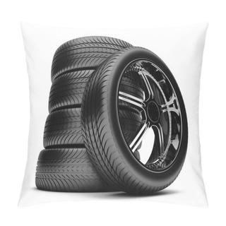 Personality  3d Tires Isolated On White Background Pillow Covers