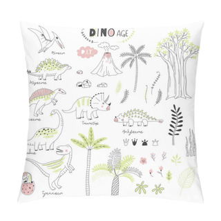 Personality  Dinosaurs Decorative Hand Drawn Graphic Set, DIY Pillow Covers