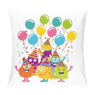 Personality  Monster Characters In Birthday Party Pillow Covers