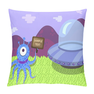 Personality  Alien Monster With An Information Plate Pillow Covers