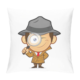 Personality  Detective Holding A Magnifying Glass Pillow Covers