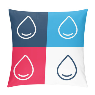 Personality  Big Drop Of Water Blue And Red Four Color Minimal Icon Set Pillow Covers