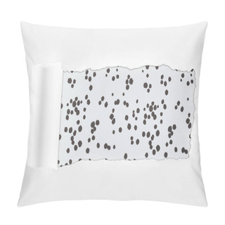 Personality  Ragged Textured White Paper With Rolled Edge On Black And White Dotted Background  Pillow Covers