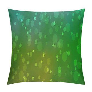 Personality  Light Green Vector Backdrop With Circles, Stars. Pillow Covers