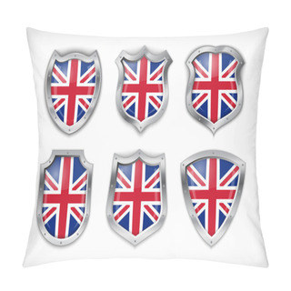 Personality  Different Icons With Flag Of Great Britain Pillow Covers