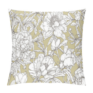Personality  Peonies Flowers. Seamless Pattern, Background.  Pillow Covers