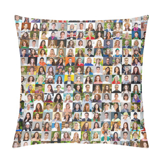 Personality  Collage Of Happy Beautiful People Of Different Ages And Nationalities Pillow Covers