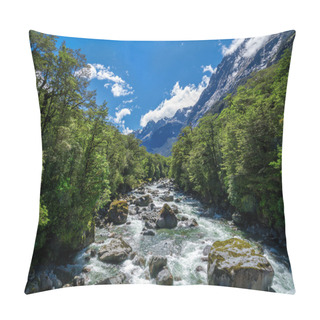 Personality  Rocky River Landscape In Rainforest, New Zealand Pillow Covers
