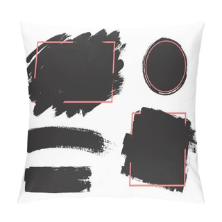 Personality  Set Of Black Paint, Ink Brush Strokes, Brushes, Lines. Dirty Artistic Design Elements, Boxes, Frames For Text. Pillow Covers