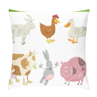 Personality  Farm Animals Cartoon Set Illustration Pillow Covers