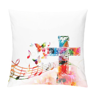 Personality  Colorful Cross With Music Notes Pillow Covers