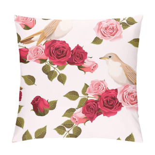 Personality  Seamless Nightingale And Roses Pillow Covers