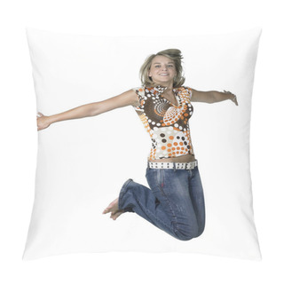 Personality  Funny Blond Jumping Girl Pillow Covers