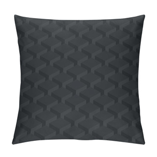 Personality  Seamless Pattern Black Background. Dark Surface With 3-D Effect Cubes In Perspective. Old Retro Wallpaper With Repetition Geometric Shape. Pillow Covers