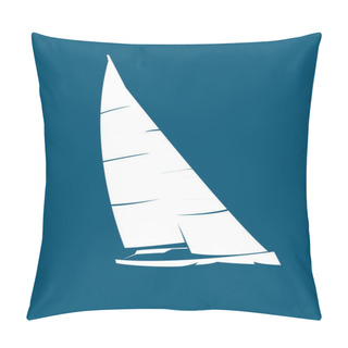 Personality  White Stylized Yacht On Blue Background Pillow Covers