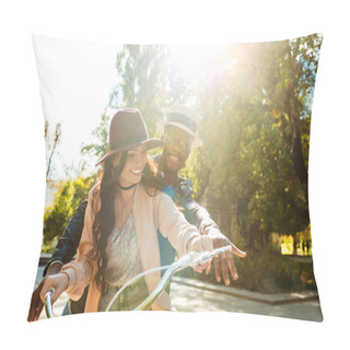 Personality  Couple Riding One Bike Together  Pillow Covers