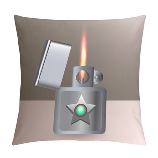 Personality  Burning Cigarette Lighter. Vector. Pillow Covers