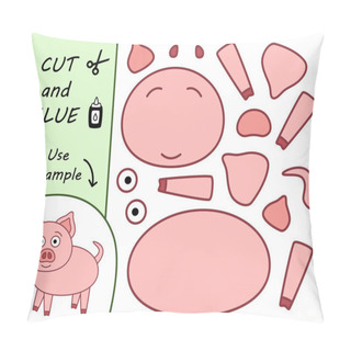 Personality  Education Paper Game For Preshool Children. Paper Crafts For Kids. Use Scissors, Cut Parts Of The Image And Glue To Create The Pig. Pillow Covers