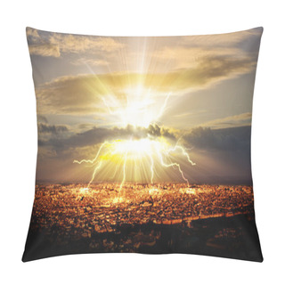 Personality  Judgement Day Over A City Pillow Covers