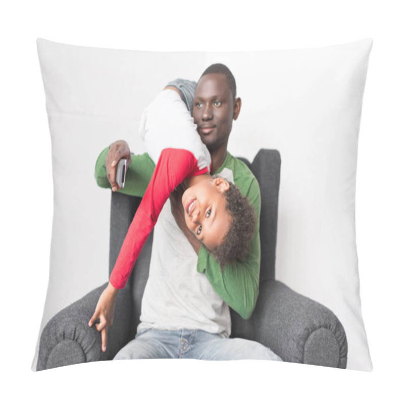 Personality  Father And Son Watching Tv Pillow Covers