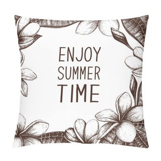 Personality  Enjoy Summer Time With Plumeria Frame Pillow Covers