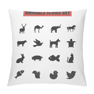 Personality  Animals Iicon Set Vector Pillow Covers