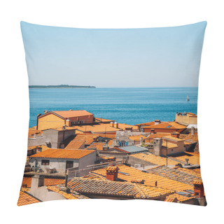 Personality  Old Town Orange Roof And Adriatic Sea Panorama View In Piran, Slovenia Pillow Covers