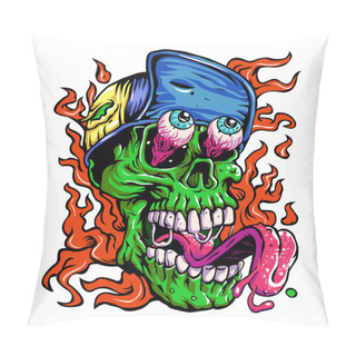 Personality  Detailed Zombie Wearing Hat Head Illustration Pillow Covers