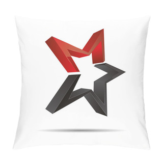 Personality  3D Abstract Red Star Starfish Christmas Template Design Icon Logo Trademark Pillow Covers