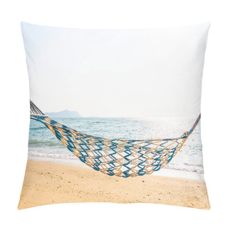Personality  Empty Hammock Swing On The Beautiful Beach And Sea Pillow Covers