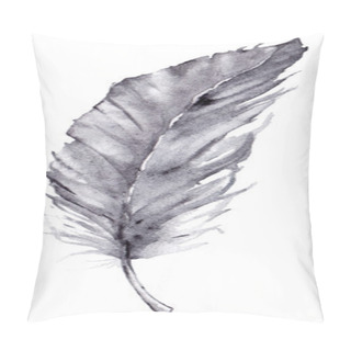 Personality  Watercolor Single Gray Grey Blue Feather Isolated Pillow Covers