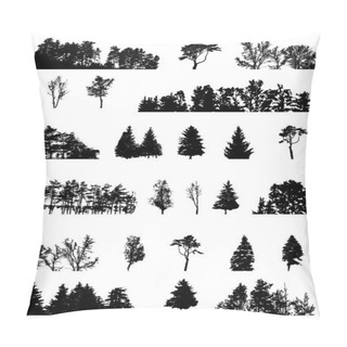 Personality  Set Of Tree Silhouette Isolated On White Backgorund. Vecrtor Ill Pillow Covers