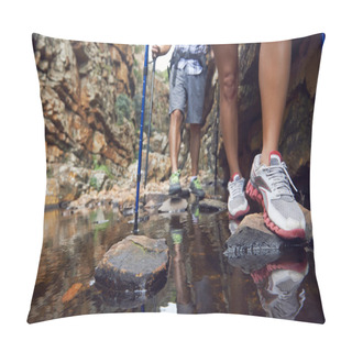 Personality  Hikers Crossing Dam Pillow Covers