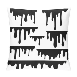 Personality  Cartoon Black Drips Paint Drops Set. Vector Pillow Covers