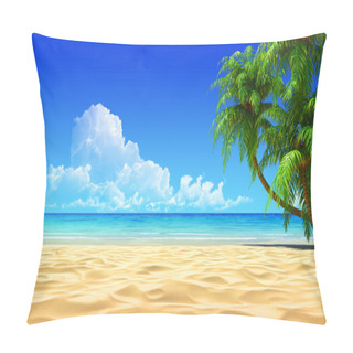 Personality  Palms On Empty Idyllic Tropical Beach Pillow Covers