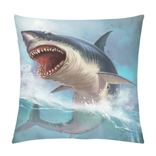 Personality  Big White Shark Pillow Covers