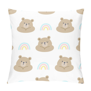 Personality  Cute Bear An Rainbow Seamless Background Repeating Pattern, Wallpaper Background, Cute Seamless Pattern Background Pillow Covers