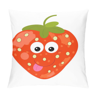 Personality  Cartoon Fruit Strawberry On White Background Smiling - Illustration For Children Pillow Covers