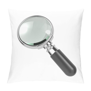 Personality  Magnifying Glass Isolated On White. Pillow Covers