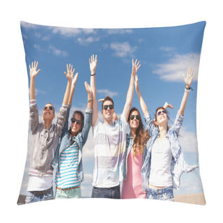Personality  Group Of Smiling Teenagers Holding Hands Up Pillow Covers